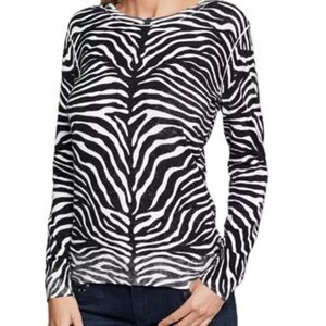 Michael Kors Black & White Zebra Print Lightweight Knit Sweater | Size Small